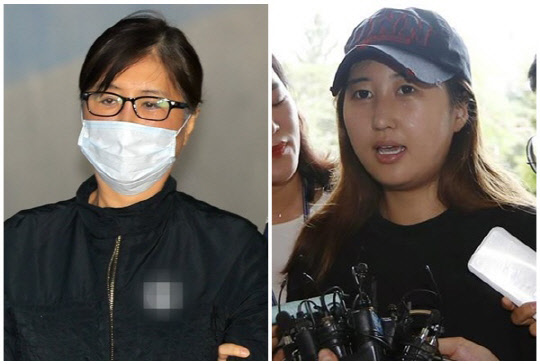 최서원씨(왼쪽)와 딸 정유라씨. <연합뉴스>